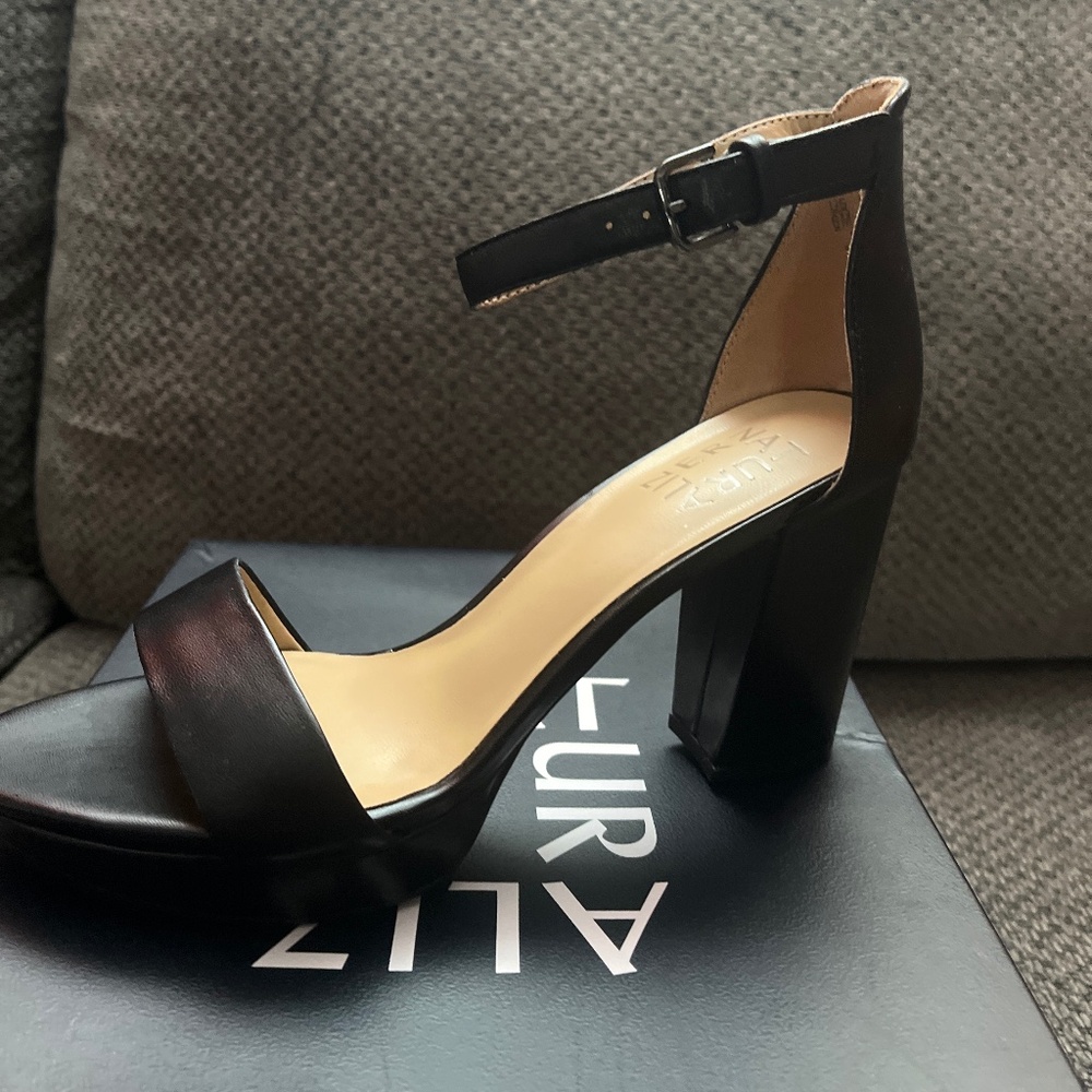 Black strapped heels